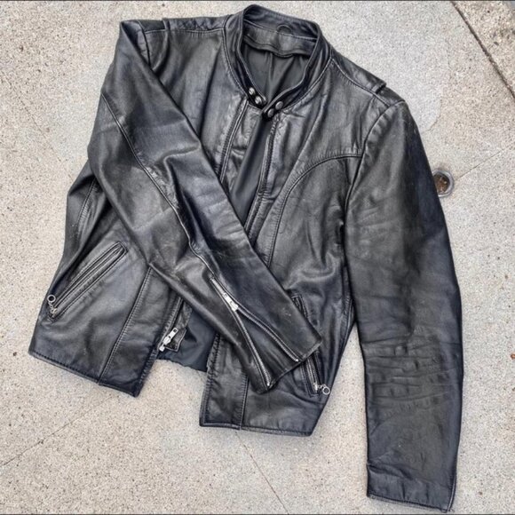 black leather motorcycle jacket - Picture 3 of 3